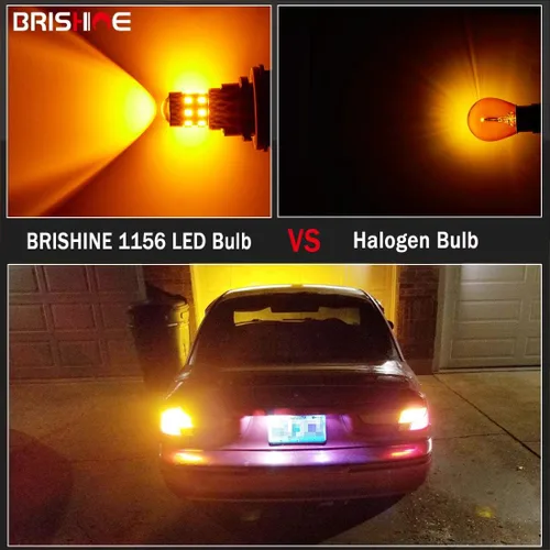 Miniatura 4 de Bombillas LED superbrillantes 1156 7506 BA15S 1073 1141P21W amarillo ámbar 9-30 V sin polaridad 24-SMD chipsets LED con proyector para luces