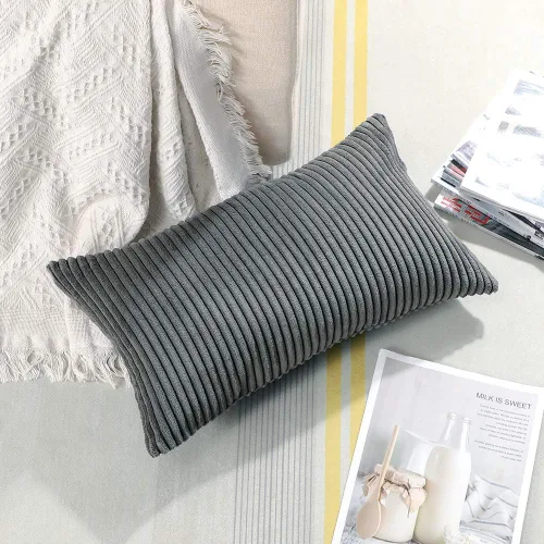 Miniatura 375 de Artscope Fundas de Almohada de Pana a Rayas Acogedoras Súper Suaves Decorativas Cuadradas Fundas de Cojín para Sofá Sillón Dormitorio Decoración