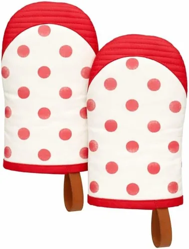 Miniatura 15 de Folkulture Mini guantes de horno resistentes al calor (5.75 x 9) Juego de 2 guantes cortos para horno con lazo para colgar, guantes de horno