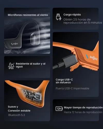 Miniatura 8 de SHOKZ OpenRun Pro 2 - Auriculares deportivos de conducción ósea con tira reflectante, resistentes al sudor, auriculares de entrenamiento, seguros