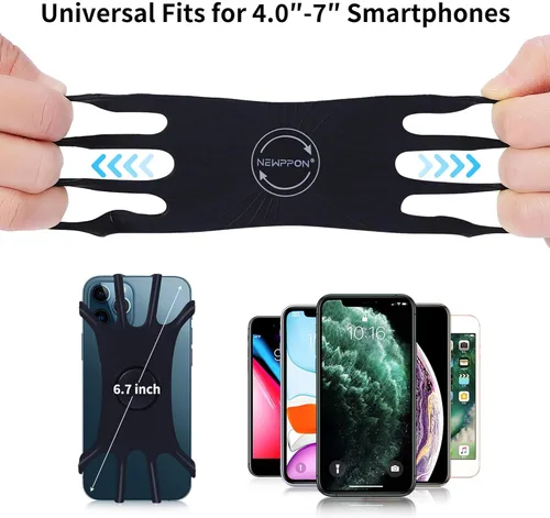 Miniatura 6 de Juego de brazalete y soporte para teléfono para bicicleta, correa reflectante desmontable y giratoria de 360° con bolsa de bolsillo con cremallera