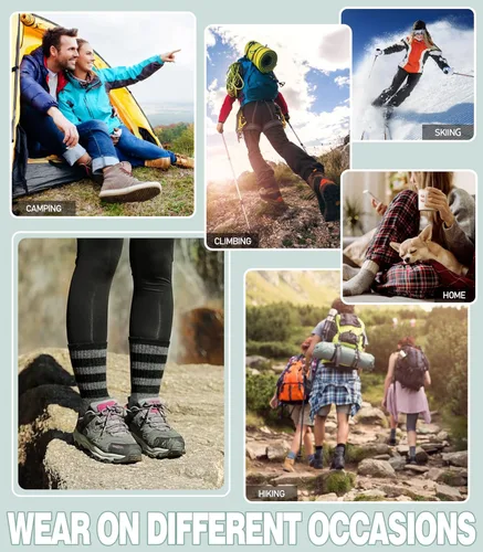 Miniatura 27 de Yebing Calcetines de senderismo de lana merina para mujer, térmicos, cálidos, para botas de invierno, con cojines, acogedores y gruesos