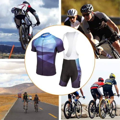 Miniatura 6 de Conjunto de camiseta de ciclismo para hombre, camiseta reflectante de secado rápido y pantalones cortos de ciclismo acolchados 3D, M