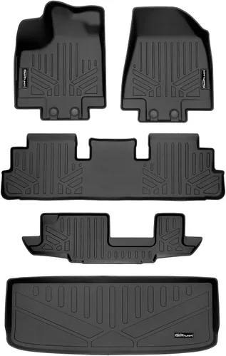SMARTLINER Alfombrillas de suelo de ajuste personalizado, 3 filas y forro de carga detrás de la tercera fila, color negro, compatibles con Nissan