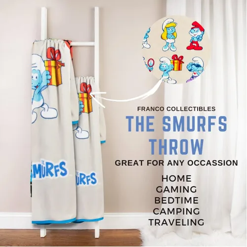 Miniatura 2 de Collectibles Smurfs Bedding - Manta súper suave de micro raschel, 46 x 60 pulgadas, (producto oficial con licencia) por Franco Los Pitufos - Pitufos