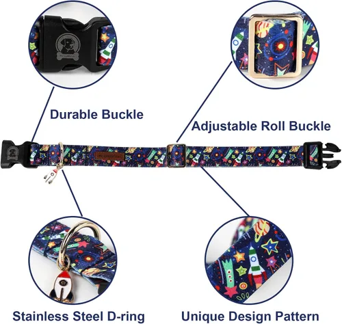 Miniatura 2 de MR. CHUBBYFACE - Collar universal de cohete suave ajustable para perros pequeños, medianos y grandes Universo