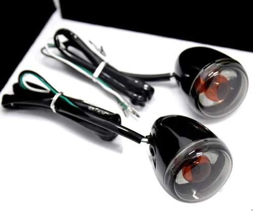 Miniatura 3 de Señales de giro y soporte de bala negra para Harley Dyna Softail Fatboy Sportster FXDB