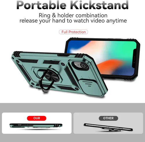Miniatura 7 de Funda para iPhone XR con cubierta para lente de cámara, protector de pantalla HD, doble capa [protección contra caídas de grado militar de 15 pies]