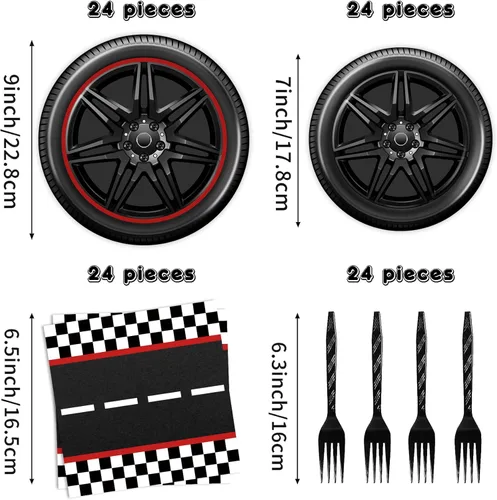Miniatura 6 de 96 piezas de platos y servilletas de coches de carreras, suministros de fiesta, coches de carreras, decoraciones de fiesta de cumpleaños, regalos