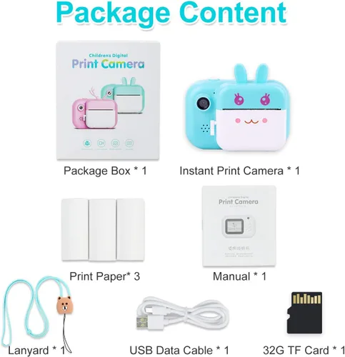 Miniatura 7 de Cámara para niños MINIBEAR con impresión instantánea para niños, cámara digital para niños pequeños, juguetes para niños, regalos de Navidad