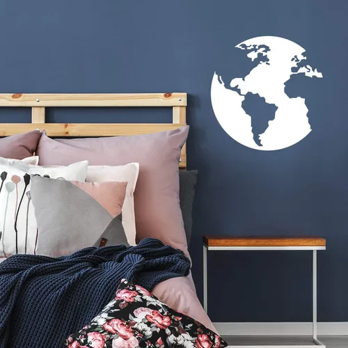 Miniatura 2 de Calcomanía de vinilo para pared, diseño del mundo, 22.5 x 22 pulgadas, diseño moderno inspirador educativo con forma de mapa para dormitorio, hogar