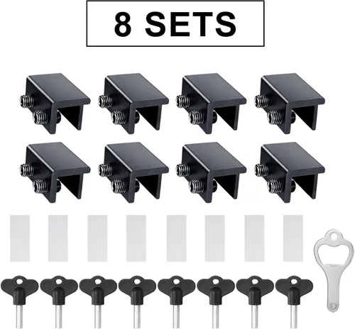 Miniatura 9 de ZRFCXE Cerraduras para Ventanas, Paquete de 8 Cerraduras de Ventana Corrediza con Llave para Puertas de Ventanas Corredizas Verticales y Negro