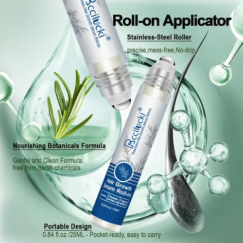 Miniatura 3 de Suero Roll-On para el crecimiento del cabello, 0.8 fl oz, con Polygonum Multiflorum, Platycladus Orientalis, raíz de angélica, aloe y romero