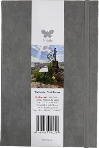 Miniatura 12 de Pleinly Cuaderno de bocetos de acuarela 100% algodón, prensa en frío, 8 x 12 pulgadas, grande, 140 libras (10.58 oz/m²), 26 hojas de retrato, papel