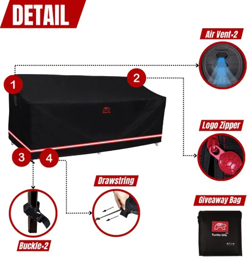 Miniatura 4 de Turtle Life Funda para sofá de patio, resistente a los rayos UV, resistente al agua, antidecoloración, con 2 rejillas de ventilación mejoradas y 2