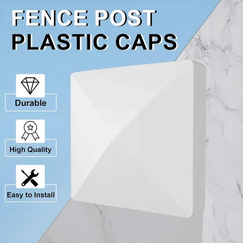 Miniatura 2 de RECTOO Tapones de vinilo para postes de valla de 5 x 5, pirámide decorativa de PVC blanco para valla y cubierta de vinilo de 5 x 5 pulgadas,