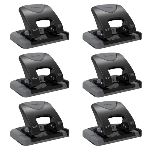 Miniatura 6 de Swingline Perforadora de 2 agujeros, SmartTouch con guía de borde, capacidad de perforación de 20 hojas, requiere poca fuerza, negro/gris, paquete