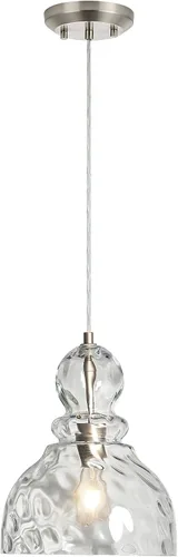 Miniatura 9 de Lámpara colgante de níquel cepillado para isla de cocina de cristal martillado, lámpara colgante de isla de 10 pulgadas, modernas luces colgantes
