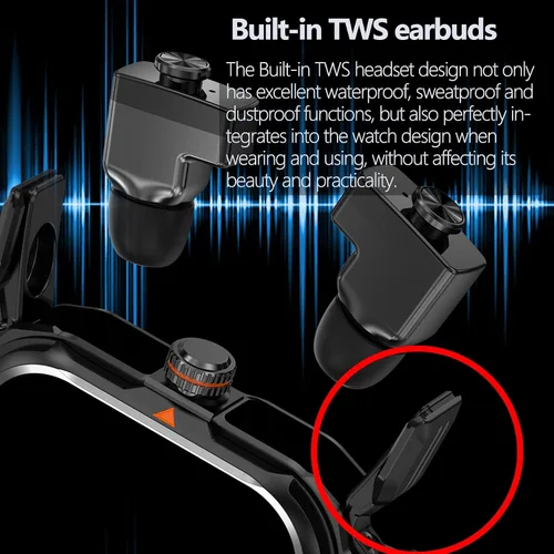 Miniatura 3 de Reloj inteligente militar con auriculares para hombres y mujeres, pantalla táctica de 2 pulgadas, modos deportivos, rastreador de fitness