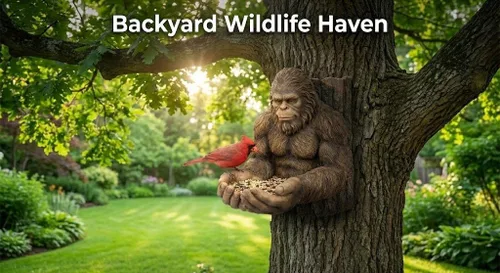 Miniatura 4 de Bigfoot - Comedero para pájaros de árbol – Sasquatch Big Foot Birdfeeder – Escultura de alimentación de pájaros de invierno estatua de jardín