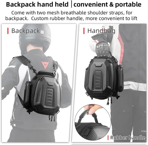 Miniatura 3 de Rhinowalk Bolsa trasera para motocicleta, bolsa de asiento trasero rígida impermeable, 12-18L expandible mochila de equipaje de motocicleta