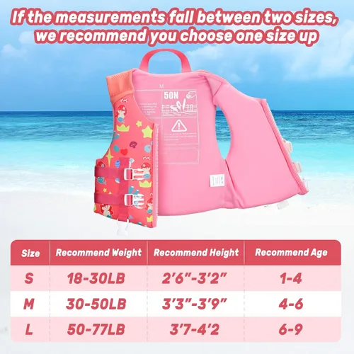 Miniatura 5 de Chaleco de natación para niños, chaqueta de natación para niños pequeños, flotadores para nadar con silbato de emergencia para niños y niñas de 1 a