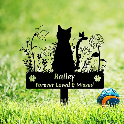 Miniatura 14 de Marcador de tumba conmemorativo de gato lunar personalizado, marcador de tumba de estaca conmemorativa de gato, estaca personalizada de luna y gato