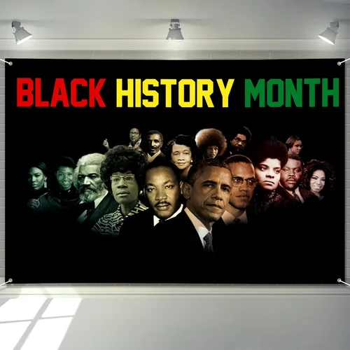 Cartel grande negro del mes de la historia de 72 x 48 pulgadas, decoración del mes de la historia afroamericana, carteles de personas famosas,