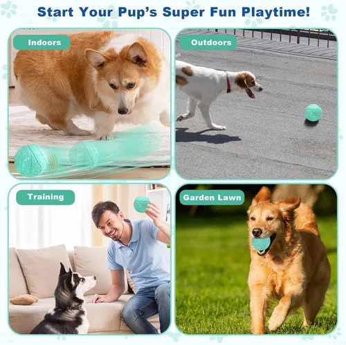 Miniatura 6 de Magicorange Juguetes interactivos para perros, juguetes automáticos de bolas rodantes para perros, pelotas de tenis con efecto rodante para perros