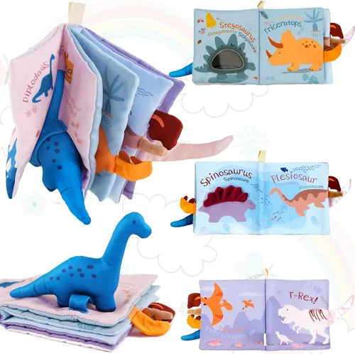 Miniatura 9 de Richgv Libros de juguetes para bebés de 0 a 6 a 12 meses, regalos para bebés y niños, libros arrugados con muñeca de dinosaurio, juguetes