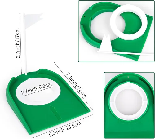 Miniatura 2 de Hooqict Taza de golf y bandera para práctica en interiores, ayudas de entrenamiento de plástico para niños y adultos, para interiores y exteriores