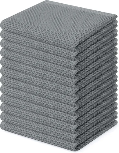 Miniatura 206 de Homaxy Paños de cocina de 100% algodón con tejido de gofre, ultra suaves, absorbentes, de secado rápido, 12 x 12 pulgadas, paquete de 6, amarillo