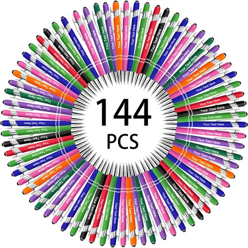 Miniatura 41 de Hasta 500 bolígrafos personalizados a granel, bolígrafo grabado personalizado con punta de lápiz capacitivo, carcasa multicolor retráctil, bolígrafo