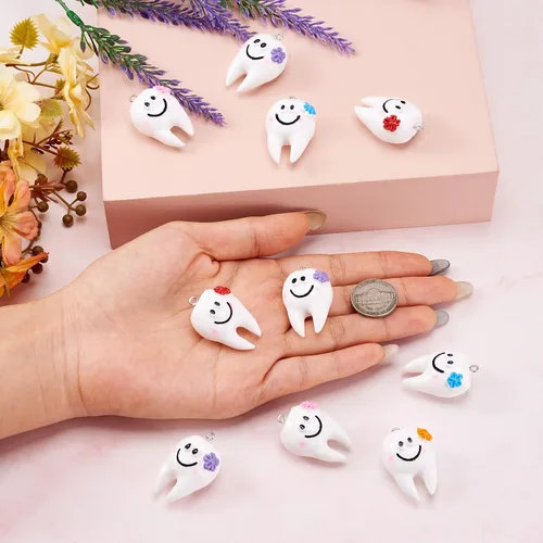 Miniatura 5 de Cheriswelry 10 dijes de fruta naranja, de resina, coral, lindos colgantes, adornos colgantes con lazo de hierro de 0.99 a 0.98 pulgadas, decoración