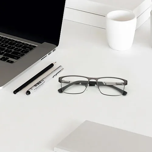 Miniatura 6 de ZENOTTIC Gafas de lectura para hombre: gafas de luz azul con marco cuadrado de metal, almohadillas nasales para lectores de computadora, lentes