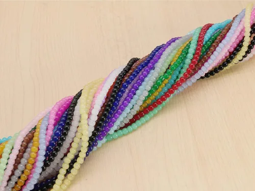 Miniatura 5 de Cuentas de vidrio de 0.157 pulgadas a granel para hacer joyas, 4700 piezas redondas de cuentas de jade de imitación para pulseras y pulseras