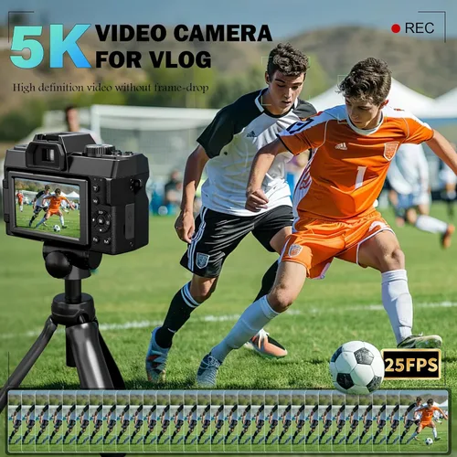 Miniatura 3 de Cámaras digitales 5K para fotografía de 64MP - Zoom de 16X, WiFi, con tarjeta TF de 64 GB, lente macro y gran angular, enfoque automático y Negro