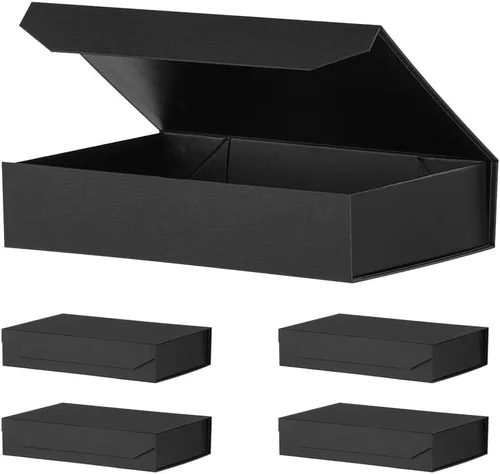 Miniatura 19 de Caja de regalo negra con tapa de 12 x 8 x 2.5 pulgadas, caja de regalo magnética para envolver, caja de regalo a granel para regalo, grano de malla