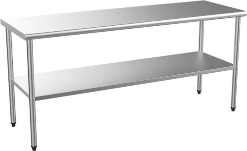 Miniatura 10 de ROVSUN Mesa de acero inoxidable de 24 x 24 pulgadas para preparación y trabajo, mesas de trabajo comerciales y estaciones de trabajo, mesa de metal