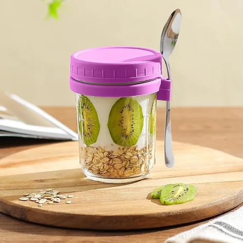 Miniatura 5 de Tarros Mason de 16 onzas con tapas, recipientes de avena durante la noche con tapas para avena, pudín, yogur, recipientes de aderezo para ensaladas