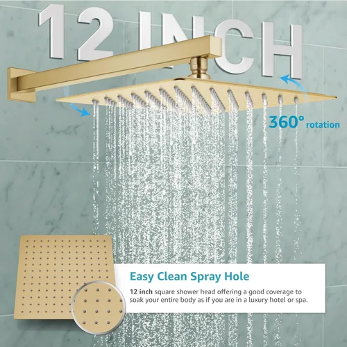 Miniatura 3 de gotonovo Sistema de ducha de lluvia para baño, juego de cabezal y mango de ducha de lluvia montado en la pared, conjunto completo combinado de latón