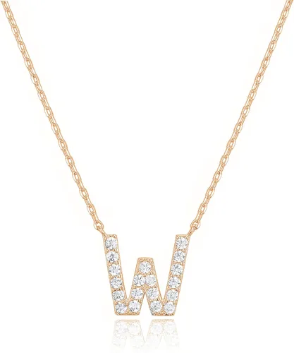 Miniatura 41 de PAVOI 14K White Gold Plated Cubic Zirconia Initial Necklace Letter Dainty Necklaces for Women
