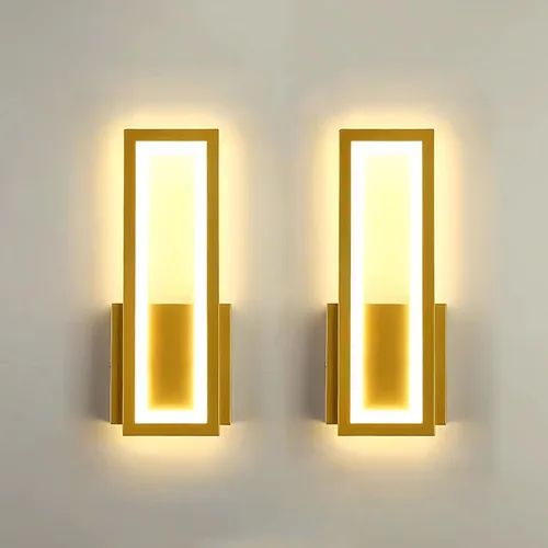 Miniatura 7 de Lámpara de pared LED para interiores, regulable, 16 W, oro, moderna, simple, rectangular, lámpara de pared, aluminio y acrílico, iluminación