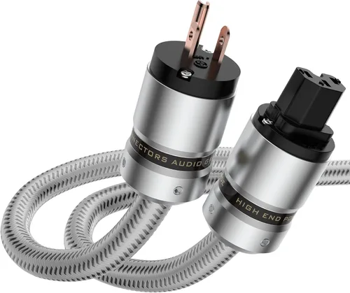 Tertullus HiFi Audiophile AC Highend Audio Cable de alimentación de 3 clavijas 14AWG Cable de alimentación audiófilo 125V 15A Plata (1 M/3.28 pies)