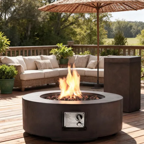 Miniatura 40 de ECOTOUGE Mesa de cubierta de tanque de propano, 15.5 pulgadas para mesa de fuego, mesa oculta cilíndrica para exteriores para fogata de gas