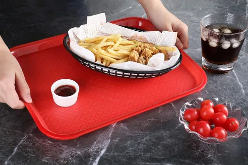 Miniatura 6 de New Star Foodservice Bandeja de comida rápida, juego de 12 (rojo, 10 x 14 pulgadas)
