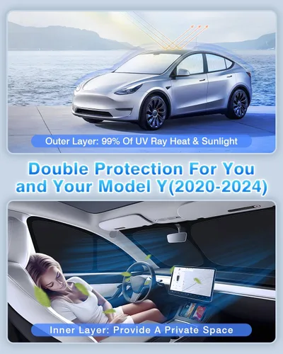 Miniatura 3 de Parasol negro para techo solar impermeable – Compatible con Tesla Model 3/Highland 2020-2026 – Bloqueo UV y reducción de calor – con hebilla negra