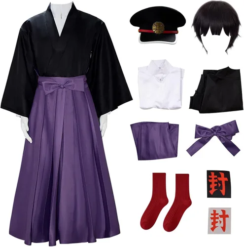 Miniatura 7 de TMSREBU Yugi Tsukasa - Disfraz de cosplay kimono, carnaval, fiesta, uniforme completo Yugi Tsukasa (sombrero)