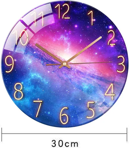 Miniatura 2 de Reloj de pared redondo de 12 pulgadas, silencioso, sin tictac, funciona con pilas, con lente de vidrio templado, relojes decorativos de cuarzo