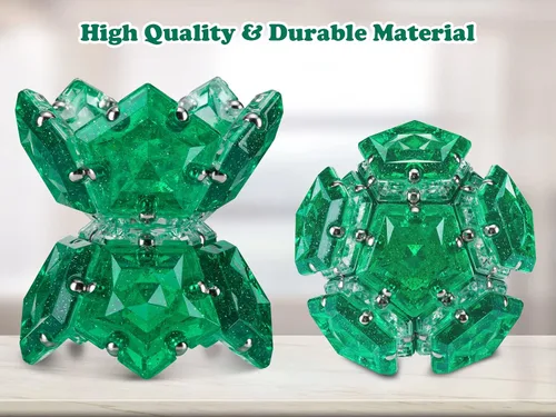 Miniatura 5 de Esferas magnéticas antiestrés con imanes - Cristal verde holográfico con destellos - Juguetes magnéticos antiestrés - Juego de 12 piezas - Purpurina